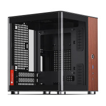 Jonsbo TK-0 PC Gehäuse, Mini-Tower, Mini-ITX, Tempered Glass, Holz - schwarz