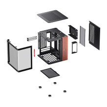 Jonsbo TK-0 PC Gehäuse, Mini-Tower, Mini-ITX, Tempered Glass, Holz - schwarz