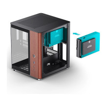 Jonsbo TK-0 PC Gehäuse, Mini-Tower, Mini-ITX, Tempered Glass, Holz - schwarz