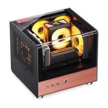 Jonsbo TK-0 PC Gehäuse, Mini-Tower, Mini-ITX, Tempered Glass, Holz - schwarz