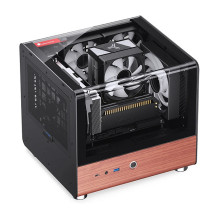 Jonsbo TK-0 PC Gehäuse, Mini-Tower, Mini-ITX, Tempered Glass, Holz - schwarz