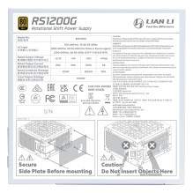 1200W Lian Li RS serija ATX 3.1 Balta su RS šakotuvu 1200W Lian Li RS serija ATX 3.1 Balta su RS šakotuvu
