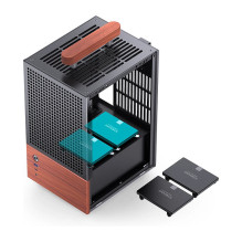 Jonsbo T6 PC Gehäuse, Mini-Tower, Mini-ITX, Tempered Glass, Holz - schwarz Jonsbo T6 PC Gehäuse, Mini-Tower, Mini-ITX, Tempered Glass, Holz - schwarz