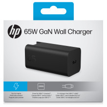 N HP USB-C 65W GaN Ladegerät Schwarz, inkl. 2m USB-C Kabel, Power Delivery (PD) 3.0