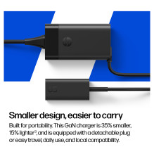 N HP USB-C 65W GaN Ladegerät Schwarz, inkl. 2m USB-C Kabel, Power Delivery (PD) 3.0