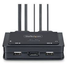 STARTECH.COM 2-Port Hybrid USB-C DisplayPort Kabel KVM Switch 4K 60Hz Mini KVM Switch mit 1,8m USB-A / DP / Audio &amp; 