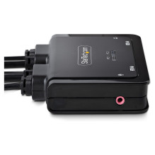 STARTECH.COM 2-Port Hybrid USB-C DisplayPort Kabel KVM Switch 4K 60Hz Mini KVM Switch mit 1,8m USB-A / DP / Audio &amp; 