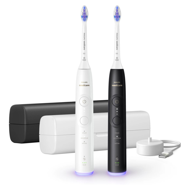 Dantų šepetėlis HX7419 / 01 / „Sonicare 6500“ su Etui dviejų dalių pakuote, juodas / baltas