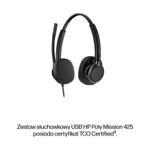 HP Poly Mission 425 stereo USB laidinės ausinės HP Poly Mission 425 stereo USB laidinės ausinės