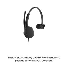 HP Poly Mission 415 Monaural USB Wired Headset HP Poly Mission 415 Monaural USB Wired Headset