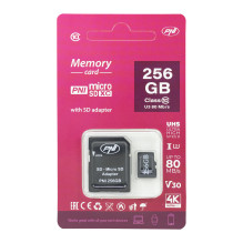 PNI 256GB MicroSD memory card with SD adapter Class 10, 80 Mb / s, V30 PNI 256GB MicroSD memory card with SD adapter Class 10, 80 Mb / s, V30