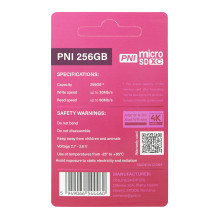 PNI 256 GB „MicroSD“ atminties kortelė su SD adapteriu, 10 klasė, 80 Mb/s, V30 PNI 256 GB „MicroSD“ atminties kortelė su SD adapteriu, 10 klasė, 80 Mb/s, V30