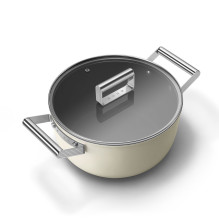 Smeg CSF2412CRM Pot, 24 cm, ceramic with stainless steel handle, matte cream color