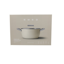 Smeg CSF2412CRM Pot, 24 cm, ceramic with stainless steel handle, matte cream color