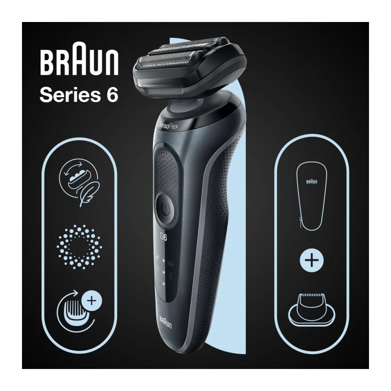 Braun 6 serijos skustuvas su folija, juodas