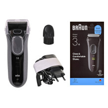 Braun Serie 3 3000S Folijinis skustuvas pilkas Braun Serie 3 3000S Folijinis skustuvas pilkas