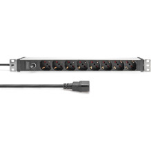 DIGITUS 8-way power distribution board 1HE PDU, IEC C14 male IT DIGITUS 8-way power distribution board 1HE PDU, IEC C14 male IT
