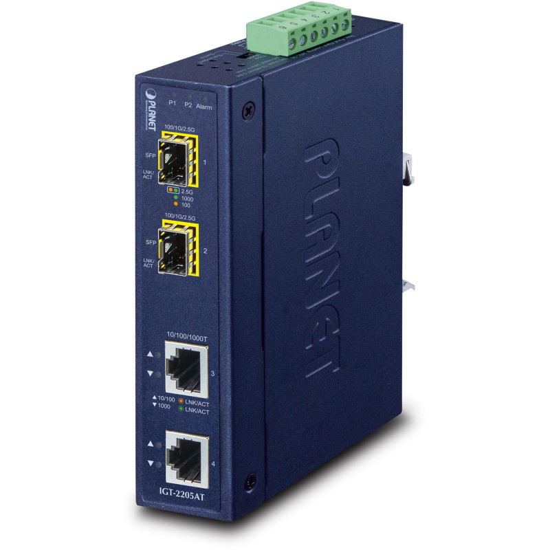 PLANET IP30 2x GE į 2-Port SFP Media Converter IGT-2205AT