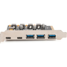 Controller Digitus USB 3.1 PCIe - 2x USB C / 3x USB A 3.1 G en.2 10Gbps, chip ASM1142
