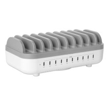Lādētājs Manhattan MANHATTAN 10-Portu USB-Power Delivery uzlādes stacija 200W