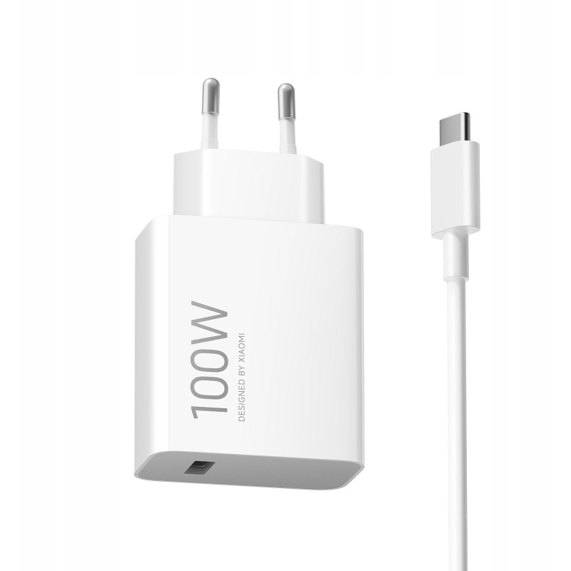 Xiaomi Mi komplekts ceļojumu lādētājam ar USB-A uz Type-C uzlādes kabeli 1m, 100W White EU BHR095VEU
