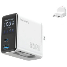 4smarts GaN Flex Screen AI 100W 2 USB-C+1 USB-A charger, white 4smarts GaN Flex Screen AI 100W 2 USB-C+1 USB-A charger, white