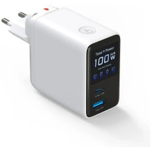 4smarts GaN Flex Screen AI 100W 2 USB-C+1 USB-A charger, white 4smarts GaN Flex Screen AI 100W 2 USB-C+1 USB-A charger, white
