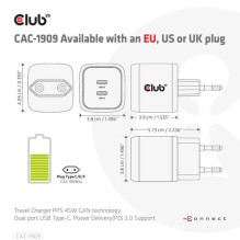 Club3D Charger 2xUSB Type C PD 45W, GaN retail
