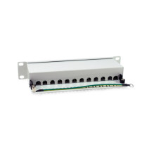 Equip 10 colių prietaisų skydelis 12xRJ45 Cat6a FTP 1U 500MHz RAL7035 Equip 10 colių prietaisų skydelis 12xRJ45 Cat6a FTP 1U 500MHz RAL7035