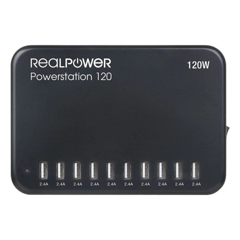 Įkroviklis Realpower RealPower Įkrovimo stotelė 120 išmaniesiems telefonams, planšetiniams kompiuteriams, juoda, kintamo