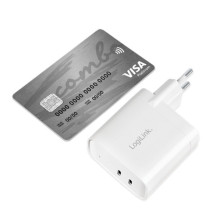 Logilink elektros lizdo adapteris, 2x USB-C, GaN, 40W Logilink elektros lizdo adapteris, 2x USB-C, GaN, 40W