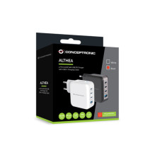 Lādētājs Conceptronic CONCEPTRONIC 4 portu 100W, 3xUSB-C, 1xUSB-A 1.5m sw Lādētājs Conceptronic CONCEPTRONIC 4 portu 100W, 3xUSB-C, 1xUSB-A 1.5m sw