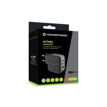 CONCEPTRONIC lādētājs 3 porti GaN 2xUSB-C / 1xA 67WPD3.0 / PPS Black