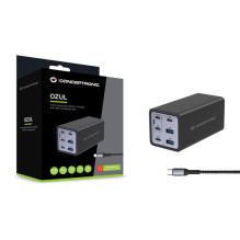 Lādētājs Conceptronic CONCEPTRONIC 6 portu 200W, 4xUSB-C, 2xUSB-A + 3-in-1 slēdzis