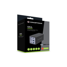 Lādētājs Conceptronic CONCEPTRONIC 6 portu 200W, 4xUSB-C, 2xUSB-A + 3-in-1 slēdzis