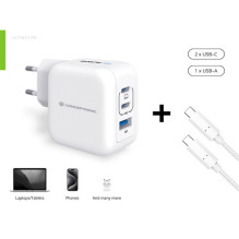 CONCEPTRONIC charger 3 ports GaN 2xUSB-C / 1xA 67WPD3.0 / PPS ws