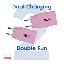 Club3D Lifestyle USB-C Charger 30W, 2pcs Pink retail Club3D Lifestyle USB-C Charger 30W, 2pcs Pink retail