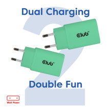 Club3D Lifestyle USB-C 30W 2 vnt. žalias įkroviklis Club3D Lifestyle USB-C 30W 2 vnt. žalias įkroviklis