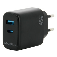 Mobilis Wall Charger 45W - 1 USB A + 1 USB C - GaN Mobilis Wall Charger 45W - 1 USB A + 1 USB C - GaN