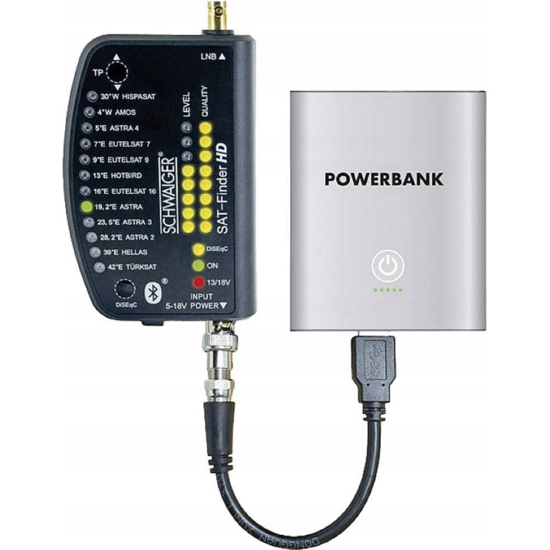 Schwaiger skaitmeninis palydovinės televizijos ieškiklis HD su akumuliatoriumi Bluetooth ir programėle