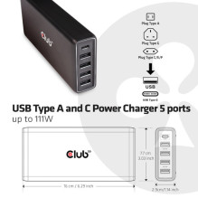 Įkroviklis Club 3D CAC-1903EU 4x USB-A 1x USB-C 4.8 A (CAC-1903EU)