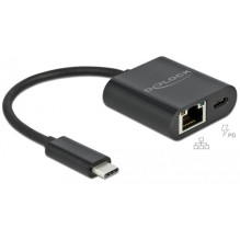 Tinklo plokštė Delock DeLOCK USB-C adapteris Gigabit LAN + PW juodas - LAN 10 / 100 / 1000 Mbps su maitinimo šaltiniu Tinklo plokštė Delock DeLOCK USB-C adapteris Gigabit LAN + PW juodas - LAN 10 / 100 / 1000 Mbps su maitinimo šaltiniu