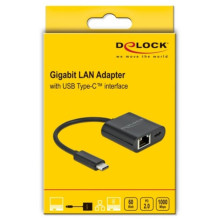 Tīkla karte Delock DeLOCK USB-C adapteris Gigabit LAN + PW black - LAN 10 / 100 / 1000 Mbps ar Power Delivery Tīkla karte Delock DeLOCK USB-C adapteris Gigabit LAN + PW black - LAN 10 / 100 / 1000 Mbps ar Power Delivery