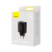 Baseus Travel Charger Compact wall Charger U+U+U, 17W EU black (CCXJ020101) Baseus Travel Charger Compact wall Charger U+U+U, 17W EU black (CCXJ020101)