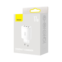 Baseus Travel Charger Compact wall Charger U+U+U, 17W EU White (CCXJ020102) Baseus Travel Charger Compact wall Charger U+U+U, 17W EU White (CCXJ020102)