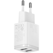Baseus Travel Charger Compact wall Charger U+U, 10.5W EU White (CCXJ010202) Baseus Travel Charger Compact wall Charger U+U, 10.5W EU White (CCXJ010202)
