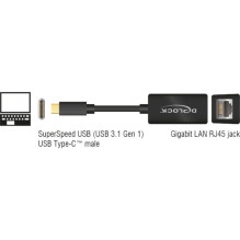 DELOCK Adapter SuperSpeed USB-C St Gigabit LAN computer Black