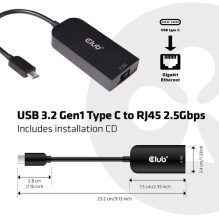 Club3D Adapter USB 3.2 Type C RJ45 2.5Gb St / Bu for retail