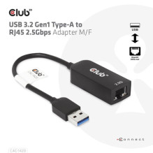 Club3D Adapter USB 3.2 Type A RJ45 2.5Gb in retail Club3D Adapter USB 3.2 Type A RJ45 2.5Gb in retail
