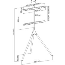 Manhattan TV and monitor stand, tripod floor stand, for 1 screen, screen sizes: 37-65", Black, VESA 200x200 to 600x Manhattan TV and monitor stand, tripod floor stand, for 1 screen, screen sizes: 37-65", Black, VESA 200x200 to 600x